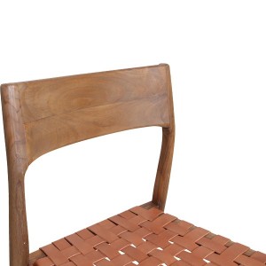 Freya chair in wood and brown leather X2 - Raw Materials