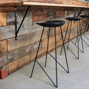 Teak black metal bar stool X2 - Raw Materials