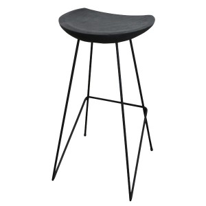 Teak black metal bar stool X2 - Raw Materials