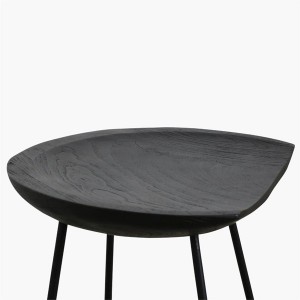 Teak black metal bar stool X2 - Raw Materials