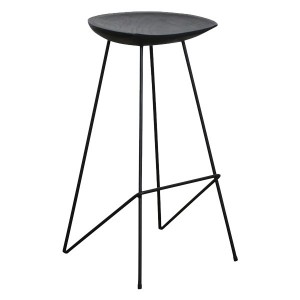 Teak black metal bar stool X2 - Raw Materials