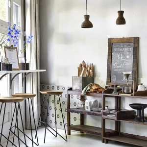 Teak bar stool natural metal X2 - Raw Materials