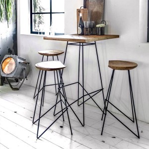 Teak bar stool natural metal X2 - Raw Materials
