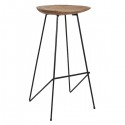 Metal and brown leather stool - Trademark Living