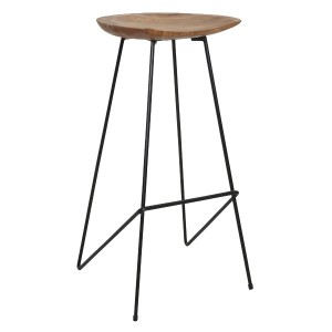 Teak bar stool natural metal X2 - Raw Materials