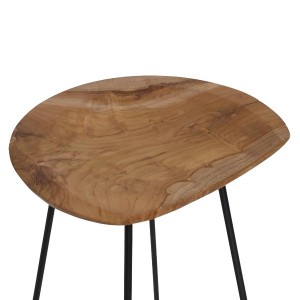 Teak bar stool natural metal X2 - Raw Materials