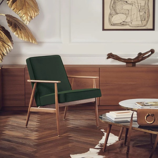 Fox Shine Velvet armchair bottle green - 366 Concept