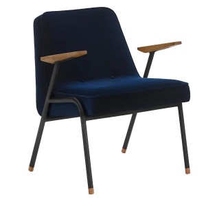 Armchair 366 metal Shine Velvet indigo - 366 Concept