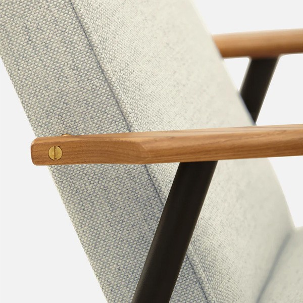 Fox metal armchair in Wool White Blue fabric - 366 Concept