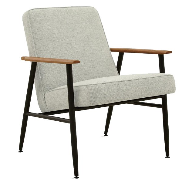 Fox metal armchair in Wool White Blue fabric - 366 Concept