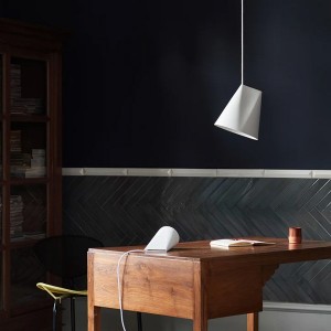 White Ceramic Wide Pendant Lamp - Moebe