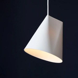 White Ceramic Wide Pendant Lamp - Moebe