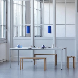 Suspension Aluminium brossé Bleu profond L - MOEBE