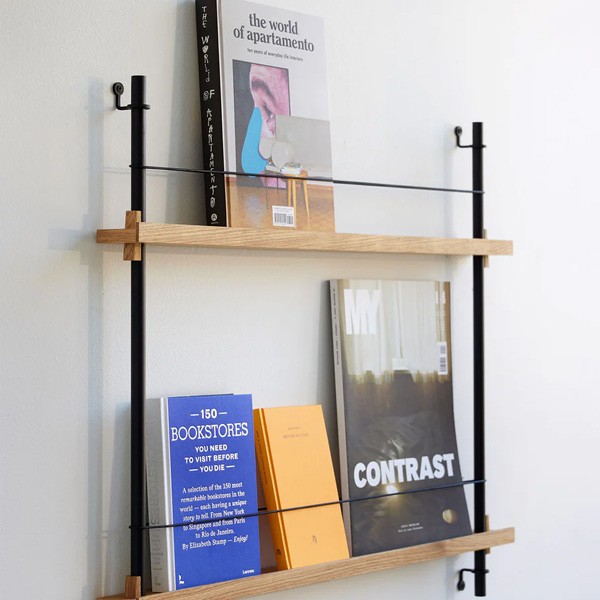 Magazine Shelf Oak and Powder Coated Steel – MS.65.1 - MOEBE
