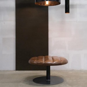 Metal and brown leather stool - Trademark Living