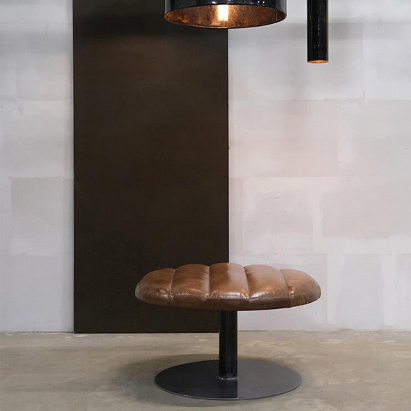 Tabouret métal et cuir marron - Trademark Living