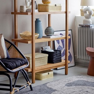 Rattan armchair for rent in nature and black - Bloomingville