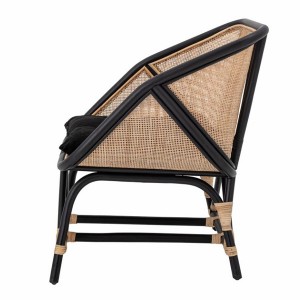 Rattan armchair for rent in nature and black - Bloomingville