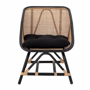 Rattan armchair for rent in nature and black - Bloomingville