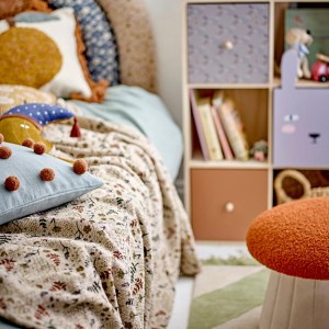 Bertil Red Polyester Pouf - Bloomingville Mini