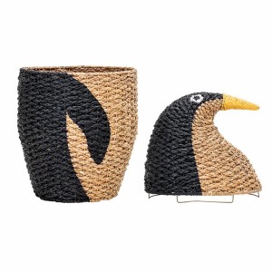 Panier Tazia avec couvercle Noir Herbe de Bankuan - Bloomingville Mini