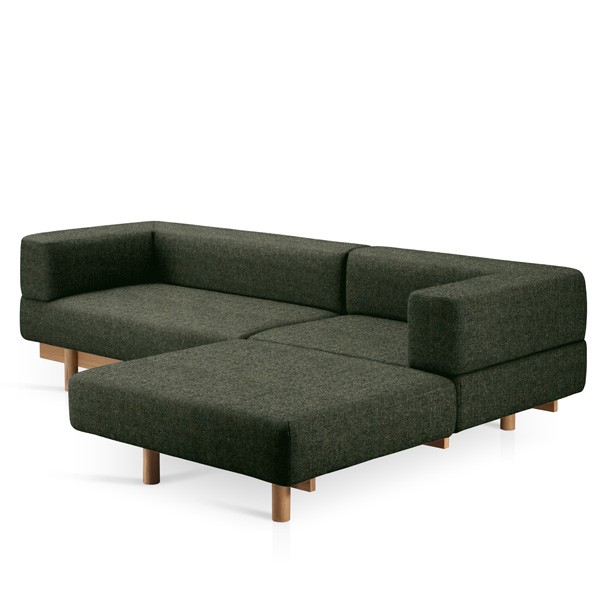 Alchemist Sofa with Right Green Chaise Longue - EMKO