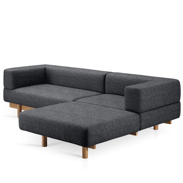 Alchemist sofa with chaise longue Right dark grey - EMKO