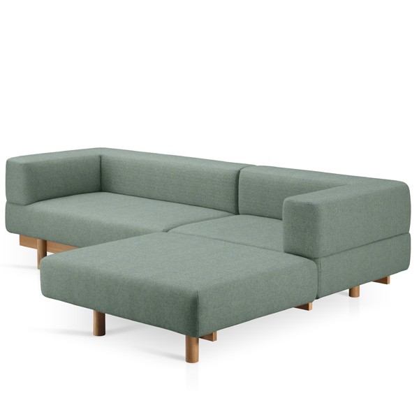 Alchemist Sofa with Right Chaise Longue Blue Light - EMKO