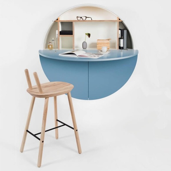 Wall-mounted desk white / Pill blue - EMKO