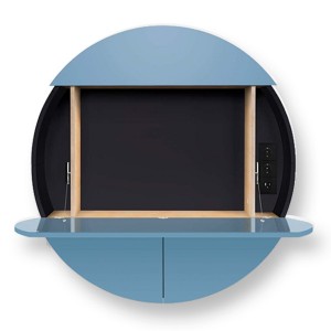 Black/Blue Pill Extra Wall Desk - EMKO
