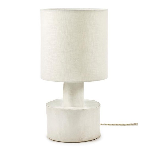 White ceramic and linen table lamp - Marie Michielssen - Serax