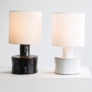 Black ceramic and linen table lamp - Marie Michielssen - Serax