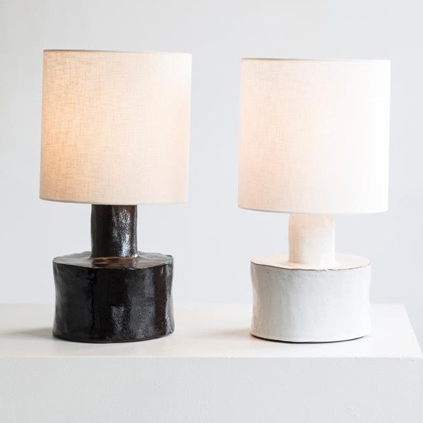 Black ceramic and linen table lamp - Marie Michielssen - Serax