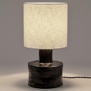 Black ceramic and linen table lamp - Marie Michielssen - Serax