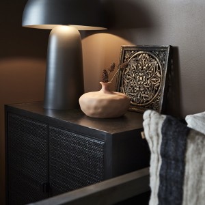 Harry Pine and Black Rattan Cabinet - Affari of Sweden