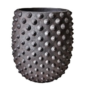 Élégance Urbaine : Pot CAMILLE L en Béton Noir/Marron avec Piques