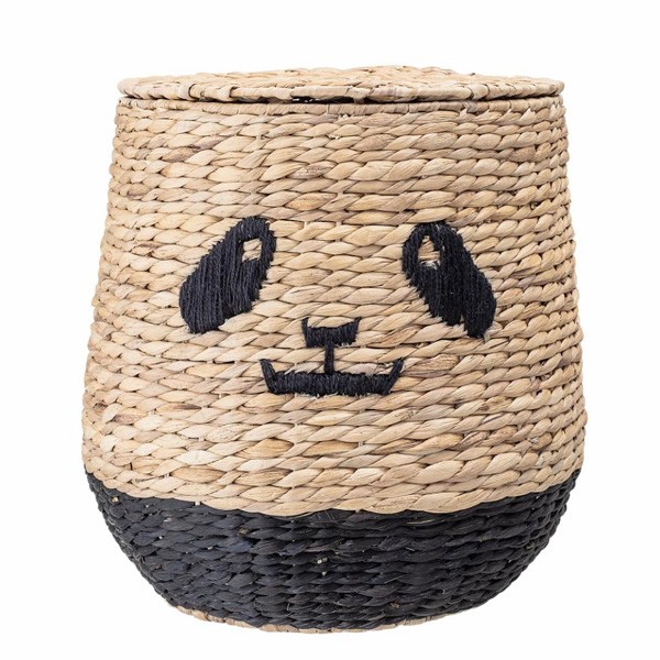 Panier Youl en Jacinthe d'eau : Rangement Ludique avec Visage Panda