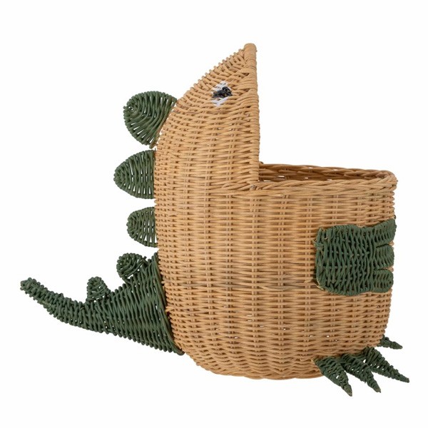 Panier Eddi en Rotin : Rangement Ludique et Design Dinosaure
