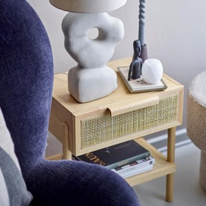 Manon Nature Pine Cannage Side Table / Bedside Table - Bloomingville