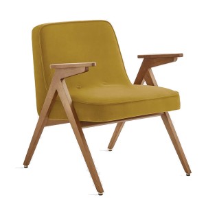fauteuil Bunny jaune en tissu Shine Velvet Mustard - 366 Concept