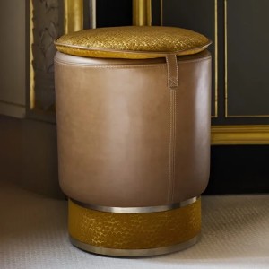 Pouf rond Montpensier Ecaille de chine - Red Edition