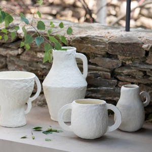 White papier-mâché decorative vase - Andrea House
