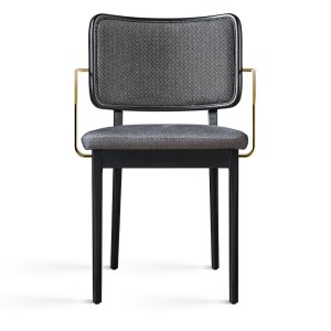 Chaise tapissier chêne noir et caviar avec accoudoirs - Red Edition