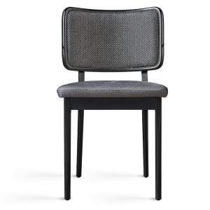 Chaise tapissier chêne noir tissu caviar X2 - Red Edition