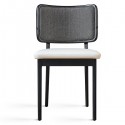 Chaise tapissier chêne noir tissu caviar X2 - Red Edition