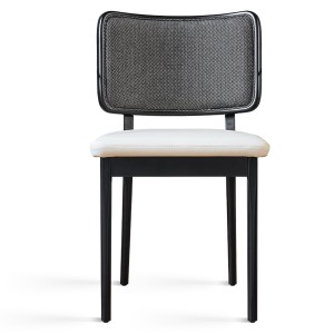 Black oak upholstered chair with vanilla leather X2 - Red Edition