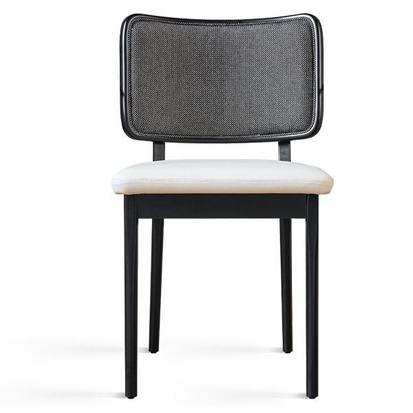 Chaise tapissier chêne noir cuir vanille X2 - Red Edition