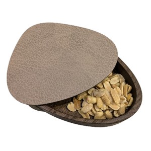 boîte curve chêne couvercle et cuir recyclé - LINDDNA