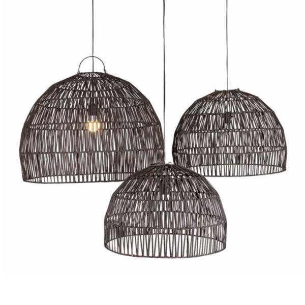 Bogor black rattan lampshade set of 3 - Original Home
