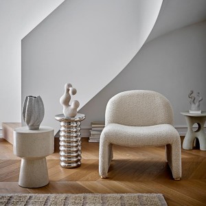 Amiee White Polyresin Side Table - Blommingville